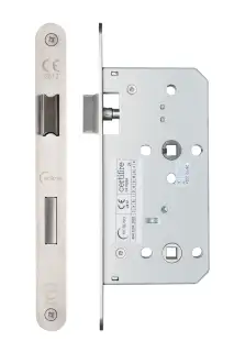 Eclipse 71443 DIN Bathroom Lock 55mm - &lpar;24mm Radius Forend&rpar; - Satin Stainless Steel