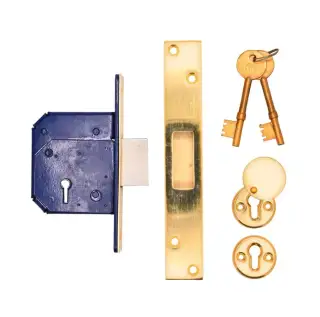 TSSRETROMDL3B - TSS Retro Fit British Standard 5 Lever Mortice Deadlock 79mm Polished Brass &lpar;Chubb 3G114E&rpar;