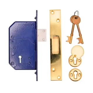 TSSRETROUPMDL3B - TSS British Standard Retro Fit 5 Lever Upright Mortice Deadlock 73mm Polished Brass &lpar;Chubb 3G110&rpar;