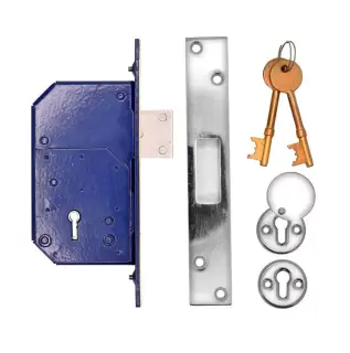 TSSRETROUPMDL3S - TSS British Standard Retro Fit 5 Lever Upright Mortice Deadlock 73mm Satin Chrome &lpar;Chubb 3G110&rpar;