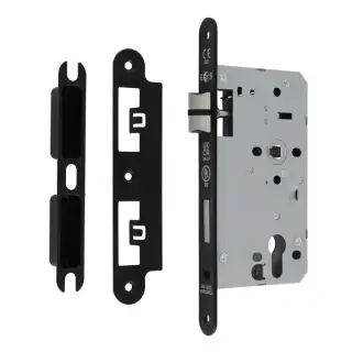 DLX7260EPMB&sol;R - Carlisle Brass Eurospec DIN Euro Sashlock 60mm Backset &lpar;Radius Forend&rpar; - Matt Black