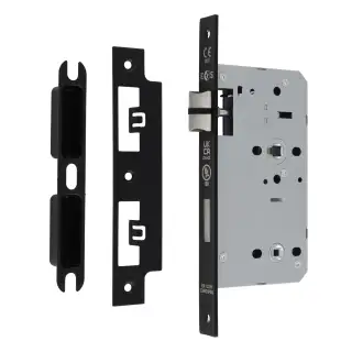 DLX7860WCMB - Carlisle Brass Eurospec DIN Bathroom Lock 60mm Backset &lpar;Square Forend&rpar; - Matt Black