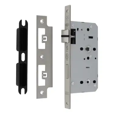 Click Here To Enlarge This Photo Of DLX7855WCSSS - Carlisle Brass Eurospec DIN Bathroom Lock 55mm Backset &lpar;Square Forend&rpar; - Satin Stainless Steel
