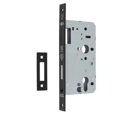 Click Here To Enlarge This Photo Of DLX0060EPMB - Carlisle Brass Eurospec DIN Euro Deadlock 60mm Backset &lpar;Square Forend&rpar; - Matt Black