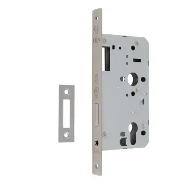 Click Here To Enlarge This Photo Of DLX0060EPSSS - Carlisle Brass Eurospec DIN Euro Deadlock 60mm Backset &lpar;Square Forend&rpar; - Satin Stainless Steel