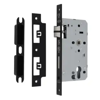 DLX7260ESCMB - Carlisle Brass Eurospec DIN Euro Escape Lock 60mm Backset &lpar;Square Forend&rpar; - Matt Black