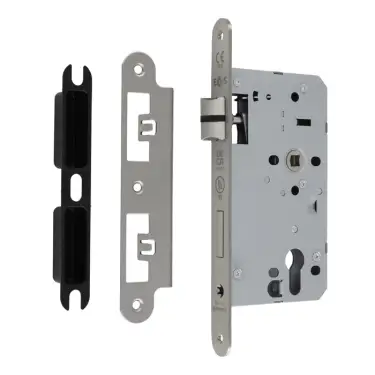 Click Here To Enlarge This Photo Of DLX7260ESCSSS&sol;R - Carlisle Brass Eurospec DIN Euro Escape Lock 60mm Backset &lpar;Radius Forend&rpar; - Satin Stainless Steel