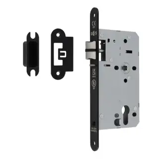 DLX7260NLMB&sol;R - Carlisle Brass Eurospec DIN Euro Nightlatch 60mm Backset &lpar;Radius Forend&rpar; - Matt Black