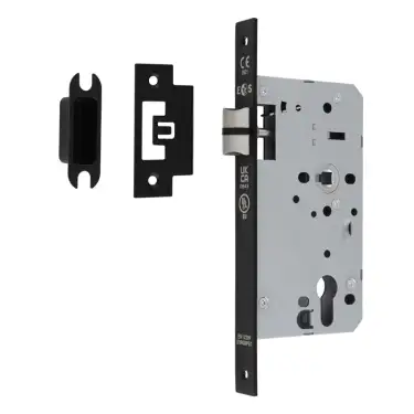 Click Here To Enlarge This Photo Of DLX0060LMB - Carlisle Brass Eurospec DIN Latch 60mm Backset &lpar;Square Forend&rpar; - Matt Black
