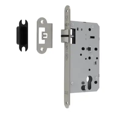 Click Here To Enlarge This Photo Of DLX0060LSSS&sol;R - Carlisle Brass Eurospec DIN Latch 60mm Backset &lpar;Radius Forend&rpar; - Satin Stainless Steel
