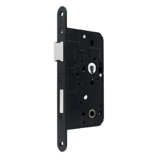 AR913-R-60-BLK Hoppe Arrone DIN Mortice Bathroom Lock Radius Forend &lpar;60mm Backset&rpar; - Matt Black &lpar;50015455&rpar;