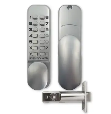 Click Here To Enlarge This Photo Of BORG Locks BL2001 SC Light Duty Digital Lock &lpar;60mm Latch&rpar; - Satin Chrome