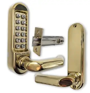 BORG Locks BL5001 PB Medium&sol;Heavy Duty Digital Lock &lpar;Round Bar&rpar; with Free Passage Mode &lpar;60mm Latch&rpar; - Polished Brass