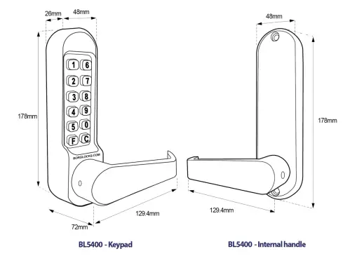 Click Here To Enlarge This Photo Of BORG Locks BL5401 SS Medium&sol;Heavy Duty Digital Lock &lpar;Flat Bar&rpar; with Free Passage Mode &lpar;60mm Latch&rpar; - Stainless Steel
