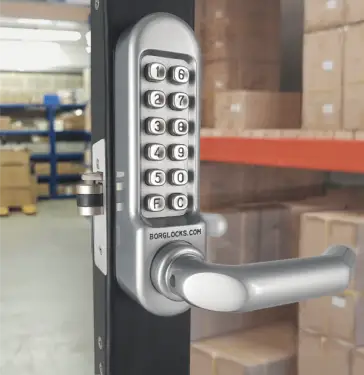 Click Here To Enlarge This Photo Of BORG Locks BL5002 SC Medium&sol;Heavy Duty Digital Lock &lpar;Round Bar&rpar; with Free Passage Mode &lpar;28mm Latch for Aluminium&sol;Narrow Stile Doors&rpar; - Satin Chrome