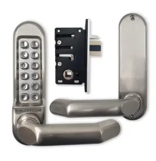 BORG Locks BL5002 SS Medium&sol;Heavy Duty Digital Lock &lpar;Round Bar&rpar; with Free Passage Mode &lpar;28mm Latch for Aluminium&sol;Narrow Stile Doors&rpar; - Stainless Steel