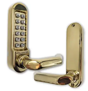 Click Here To Enlarge This Photo Of BORG Locks BL5002 PB Medium&sol;Heavy Duty Digital Lock &lpar;Round Bar&rpar; with Free Passage Mode &lpar;28mm Latch for Aluminium&sol;Narrow Stile Doors&rpar; - Polished Brass