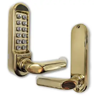 BORG Locks BL5002 PB Medium&sol;Heavy Duty Digital Lock &lpar;Round Bar&rpar; with Free Passage Mode &lpar;28mm Latch for Aluminium&sol;Narrow Stile Doors&rpar; - Polished Brass