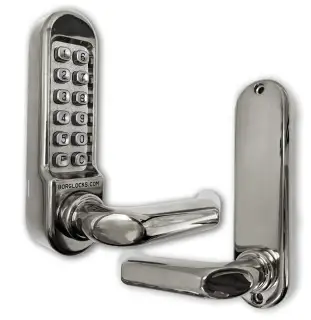 BORG Locks BL5002 PC Medium&sol;Heavy Duty Digital Lock &lpar;Round Bar&rpar; with Free Passage Mode &lpar;28mm Latch for Aluminium&sol;Narrow Stile Doors&rpar; - Polished Chrome