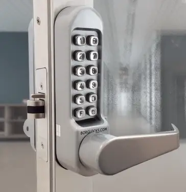 Click Here To Enlarge This Photo Of BORG Locks BL5402 SC Medium&sol;Heavy Duty Digital Lock &lpar;Flat Bar&rpar; with Free Passage Mode &lpar;28mm Latch for Aluminium&sol;Narrow Stile Doors&rpar; - Satin Chrome