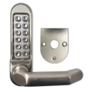 BORG Locks BL5008 SS Medium&sol;Heavy Duty Digital Lock &lpar;Round Bar&rpar; with Free Passage Mode &lpar;Front Plate only for use with Panic Hardware&rpar; - Stainless Steel