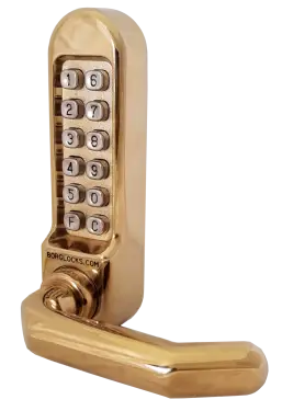 Click Here To Enlarge This Photo Of BORG Locks BL5008 PB Medium&sol;Heavy Duty Digital Lock &lpar;Round Bar&rpar; with Free Passage Mode &lpar;Front Plate only for use with Panic Hardware&rpar; - Polished Brass