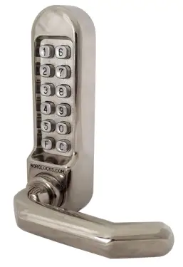 Click Here To Enlarge This Photo Of BORG Locks BL5008 PC Medium&sol;Heavy Duty Digital Lock &lpar;Round Bar&rpar; with Free Passage Mode &lpar;Front Plate only for use with Panic Hardware&rpar; - Polished Chrome