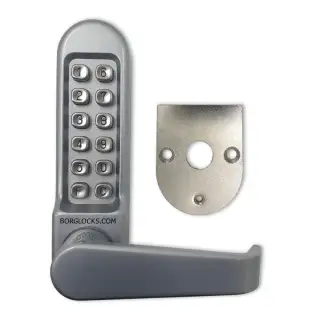 BORG Locks BL5408 SC Medium&sol;Heavy Duty Digital Lock &lpar;Flat Bar&rpar; with Free Passage Mode &lpar;Front Plate only for use with Panic Hardware&rpar; - Satin Chrome