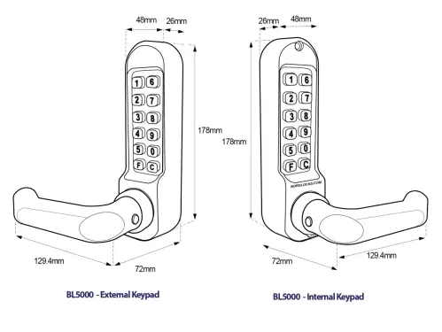 Click Here To Enlarge This Photo Of BORG Locks BL5051 SC Medium&sol;Heavy Duty Back to Back Digital Lock &lpar;Round Bar&rpar; with Free Passage Mode &lpar;60mm Latch&rpar; - Satin Chrome