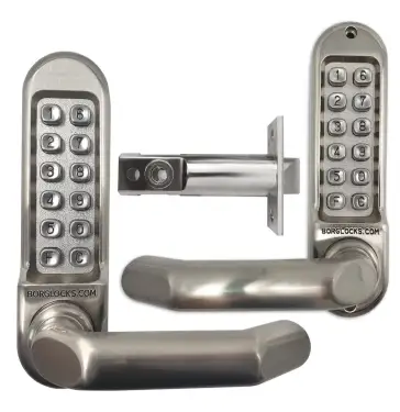 Click Here To Enlarge This Photo Of BORG Locks BL5051 SS Medium&sol;Heavy Duty Back to Back Digital Lock &lpar;Round Bar&rpar; with Free Passage Mode &lpar;60mm Latch&rpar; - Stainless Steel