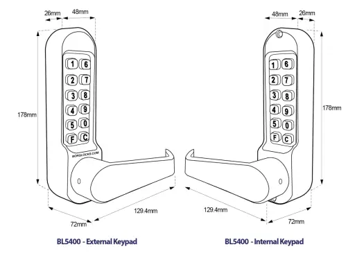 Click Here To Enlarge This Photo Of BORG Locks BL5453 SC Medium&sol;Heavy Duty Back to Back Digital Lock &lpar;Flat Bar&rpar; with Free Passage Mode &lpar;60x72mm Euro Profile Lockcase&rpar; - Satin Chrome