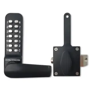 BORG Locks BL4409 MG Pro Medium&sol;Heavy Duty Free Turning Digital Lock with Holdback &lpar;Rim Fixed Slam Latch&rpar; - Marine Grade Black