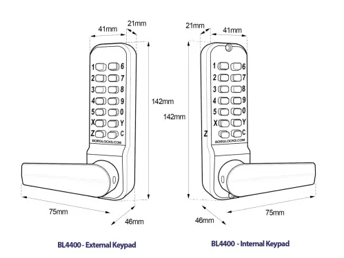 Click Here To Enlarge This Photo Of BORG Locks BL4442 MG Pro Medium&sol;Heavy Duty Free Turning Back to Back Digital Lock &lpar;28mm Narrow Stile Latch&rpar; - Marine Grade Black