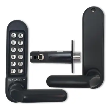 Click Here To Enlarge This Photo Of BORG Locks BL5201 MG Pro Medium&sol;Heavy Duty Digital Lock &lpar;Round Bar&rpar; with Free Passage Mode &lpar;60mm Latch&rpar; - Marine Grade Black