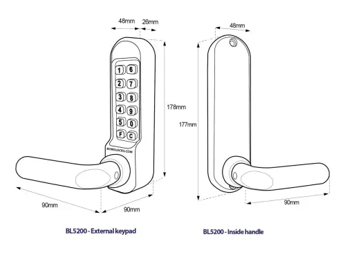 Click Here To Enlarge This Photo Of BORG Locks BL5201 MG Pro Medium&sol;Heavy Duty Digital Lock &lpar;Round Bar&rpar; with Free Passage Mode &lpar;60mm Latch&rpar; - Marine Grade Black