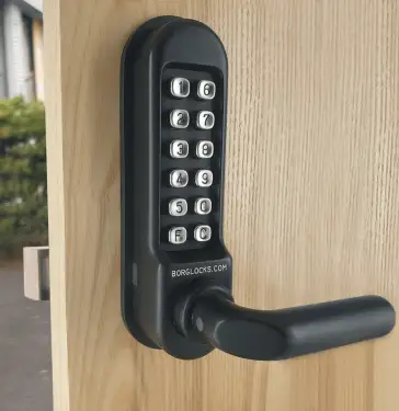 Click Here To Enlarge This Photo Of BORG Locks BL5208 MG Pro Medium&sol;Heavy Duty Digital Lock &lpar;Round Bar&rpar; with Free Passage Mode &lpar;Front Plate only for use with Panic Hardware&rpar; - Marine Grade Black