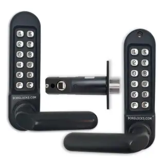 BORG Locks BL5251 MG Pro Medium&sol;Heavy Duty Back to Back Digital Lock &lpar;Round Bar&rpar; with Free Passage Mode &lpar;60mm Latch&rpar; - Marine Grade Black