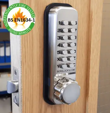 Click Here To Enlarge This Photo Of BORG Locks BL2501 FT SS FIRE RATED Medium Duty 'Codestar' Digital Lock with Holdback &lpar;60mm Latch&rpar; - Stainless Steel