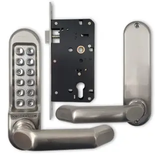 BORG Locks BL5003 FT SS FIRE RATED Medium&sol;Heavy Duty Digital Lock &lpar;Round Bar&rpar; with Free Passage Mode &lpar;60x72mm Euro Profile Lockcase&rpar; - Stainless Steel