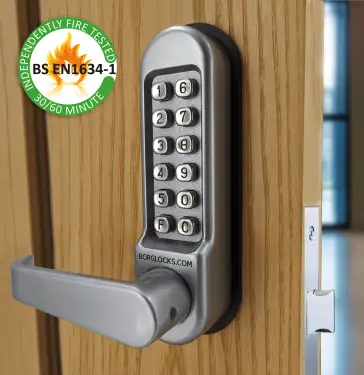 Click Here To Enlarge This Photo Of BORG Locks BL5403 FT SC FIRE RATED Medium&sol;Heavy Duty Digital Lock &lpar;Flat Bar&rpar; with Free Passage Mode &lpar;60x72mm Euro Profile Lockcase&rpar; - Satin Chrome