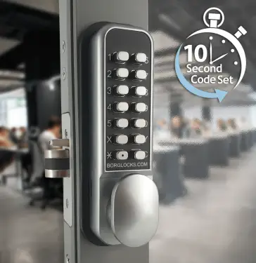 Click Here To Enlarge This Photo Of BORG Locks BL2002 ECP SC Light Duty Digital Lock with Easicode Pro Coding Chamber &lpar;28mm Latch for Aluminium&sol;Narrow Stile Doors&rpar; - Satin Chrome