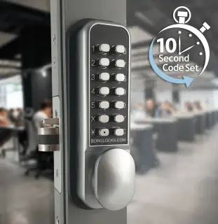 BORG Locks BL2002 ECP SC Light Duty Digital Lock with Easicode Pro Coding Chamber &lpar;28mm Latch for Aluminium&sol;Narrow Stile Doors&rpar; - Satin Chrome