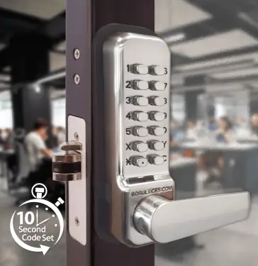 Click Here To Enlarge This Photo Of BORG Locks BL2402 ECP SS Medium Duty Digital Lock with Holdback Function & Easicode Pro Coding Chamber &lpar;28mm Latch for Aluminium&sol;Narrow Stile Doors&rpar; - Stainless Steel