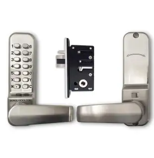 BORG Locks BL2402 ECP SS Medium Duty Digital Lock with Holdback Function & Easicode Pro Coding Chamber &lpar;28mm Latch for Aluminium&sol;Narrow Stile Doors&rpar; - Stainless Steel