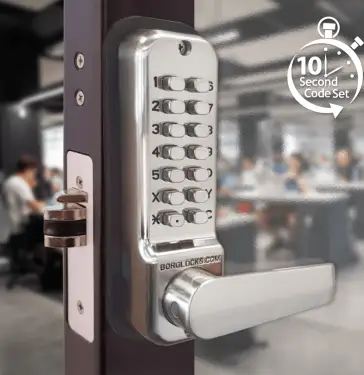 Click Here To Enlarge This Photo Of BORG Locks BL2422 ECP SS Medium Duty Back to Back Digital Lock with Holdback Function & Easicode Pro Coding Chamber &lpar;28mm Latch for Aluminium&sol;Narrow Stile Doors&rpar; - Stainless Steel