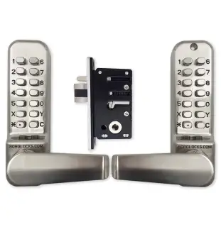 BORG Locks BL2422 ECP SS Medium Duty Back to Back Digital Lock with Holdback Function & Easicode Pro Coding Chamber &lpar;28mm Latch for Aluminium&sol;Narrow Stile Doors&rpar; - Stainless Steel