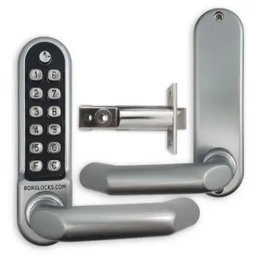 Click Here To Enlarge This Photo Of BORG Locks BL5001 ECP SC Medium&sol;Heavy Duty Round Bar Digital Lock with Free Passage Mode & Easicode Pro Coding Chamber &lpar;60mm Latch&rpar; - Satin Chrome
