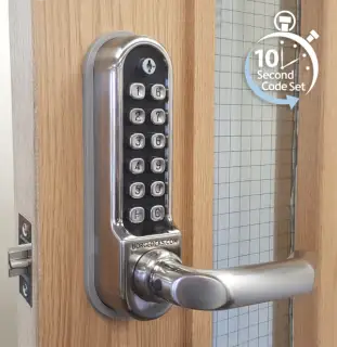 BORG Locks BL5001 ECP SS Medium&sol;Heavy Duty Digital Lock &lpar;Round Bar&rpar; with Free Passage Mode & Easicode Pro Coding Chamber &lpar;60mm Latch&rpar; - Stainless Steel