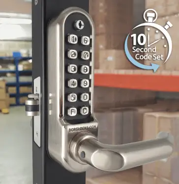 Click Here To Enlarge This Photo Of BORG Locks BL5002 ECP SC Medium&sol;Heavy Duty Round Bar Digital Lock with Free Passage Mode & Easicode Pro Coding Chamber &lpar;28mm Latch for Aluminium&sol;Narrow Stile Doors&rpar; - Satin Chrome