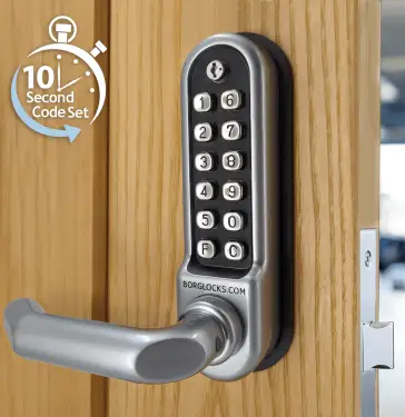 Click Here To Enlarge This Photo Of BORG Locks BL5003 ECP SC Medium&sol;Heavy Duty Round Bar Digital Lock with Free Passage Mode & Easicode Pro Coding Chamber &lpar;60x72mm Euro Profile Lockcase&rpar; - Satin Chrome